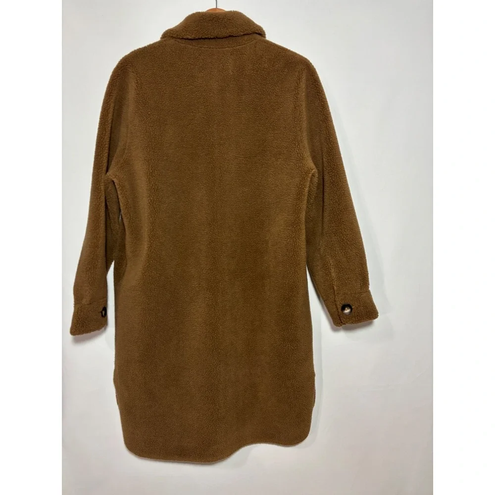 Rebecca Minkoff Shacket Womens L Brown Sherpa Long Teddy Coat Faux Suede Lining - Picture 4 of 11